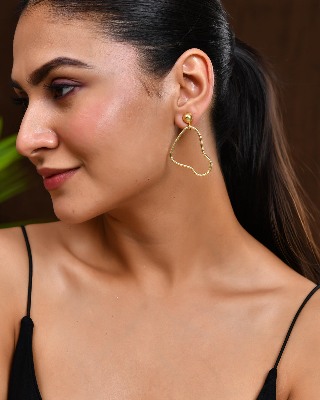 VOJ Gold Polished Anti Tarnish Designer Drop Earrings | Grab2Buy