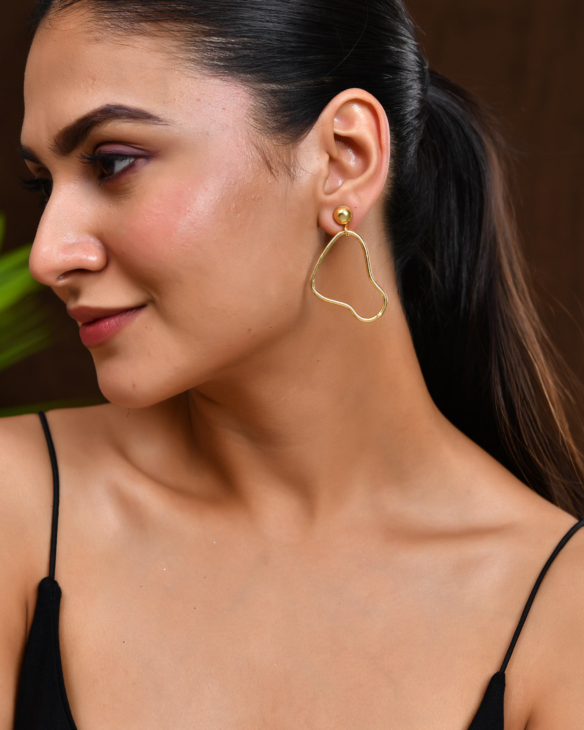 VOJ Gold Polished Anti Tarnish Designer Drop Earrings | Grab2Buy
