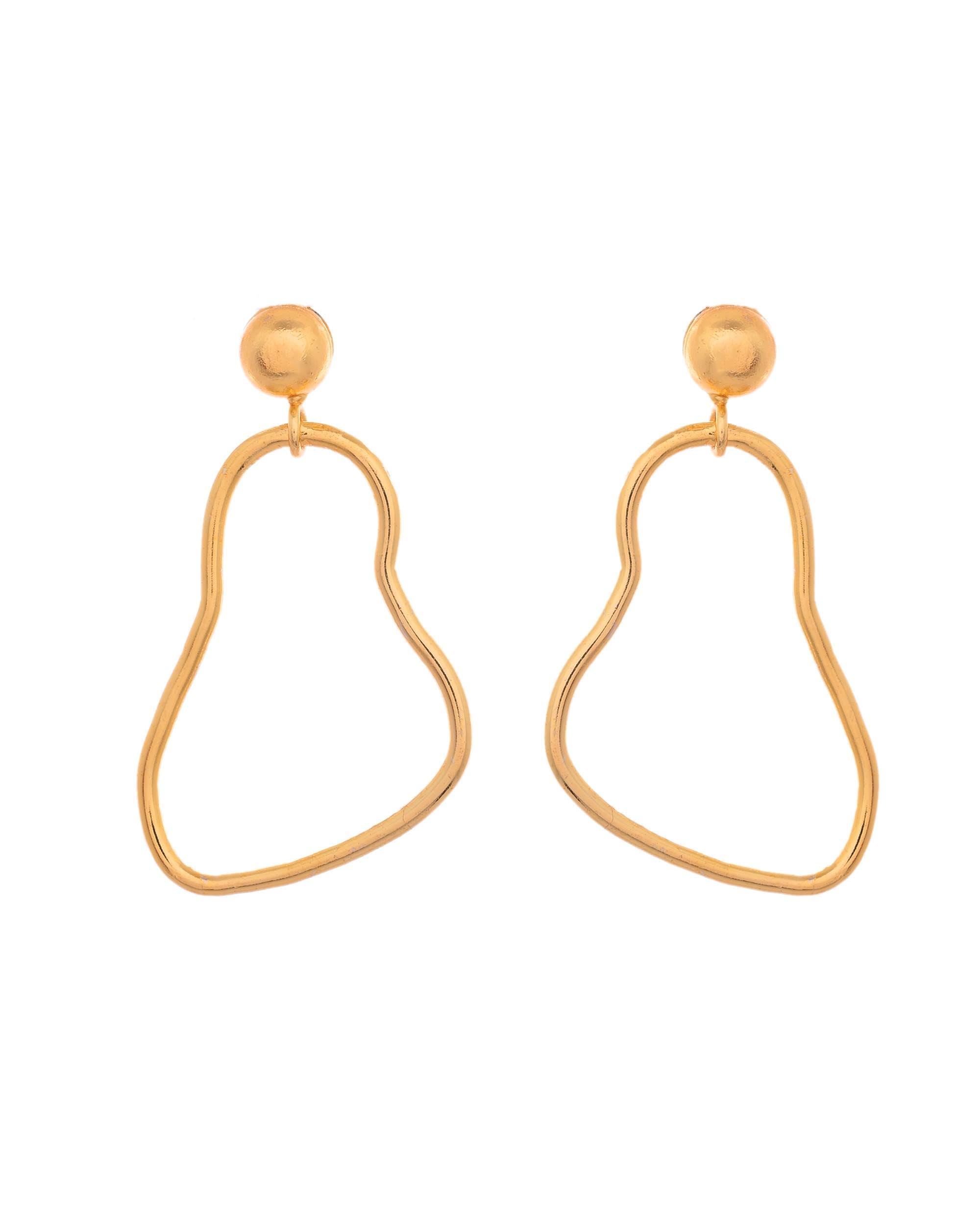 VOJ Gold Polished Anti Tarnish Designer Drop Earrings | Grab2Buy
