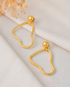 VOJ Gold Polished Anti Tarnish Designer Drop Earrings | Grab2Buy