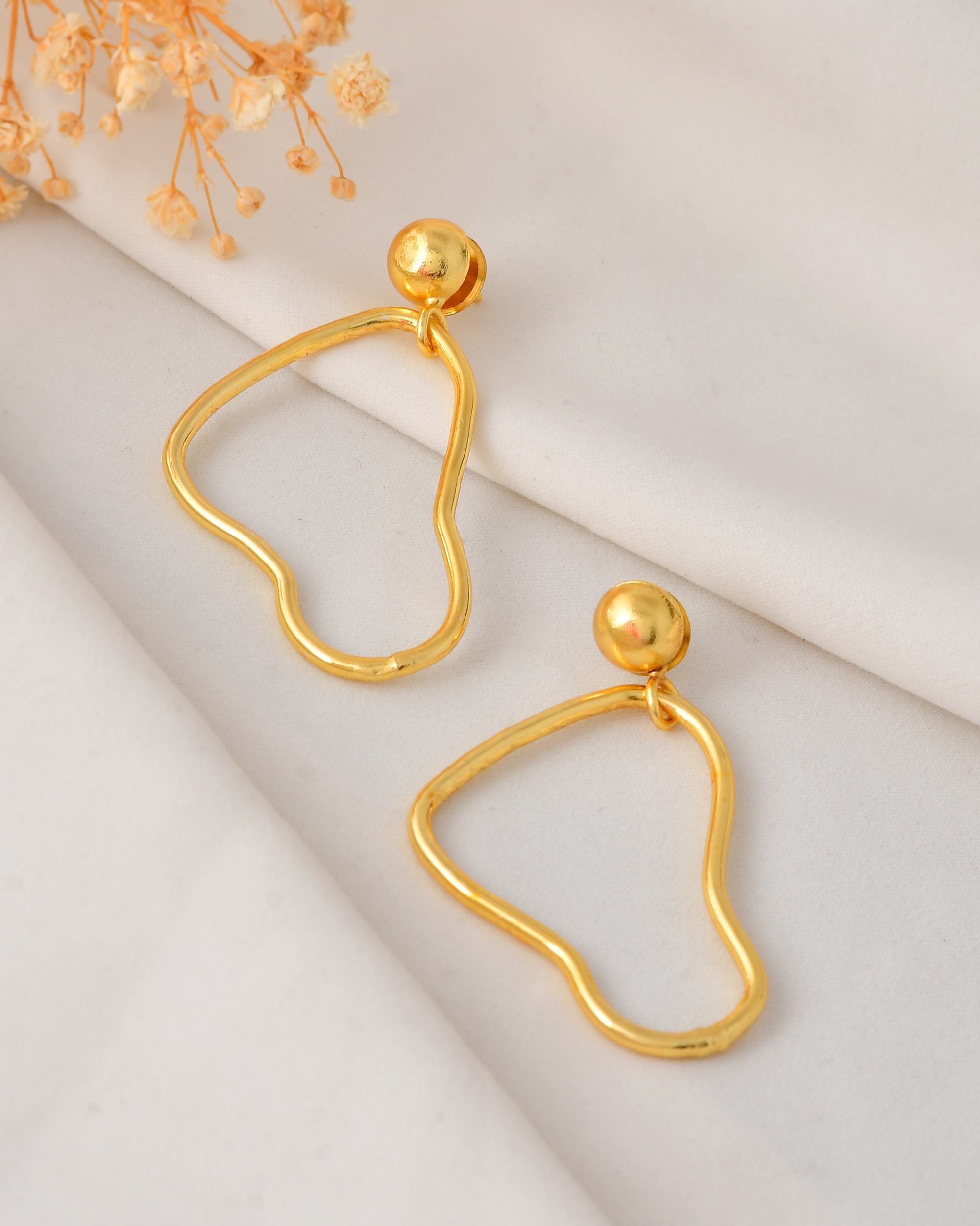 VOJ Gold Polished Anti Tarnish Designer Drop Earrings | Grab2Buy