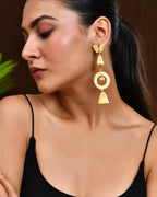 VOJ Gold Polished Designer Anti Tarnish Big Drop Earrings | Grab2Buy