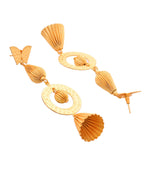 VOJ Gold Polished Designer Anti Tarnish Big Drop Earrings | Grab2Buy