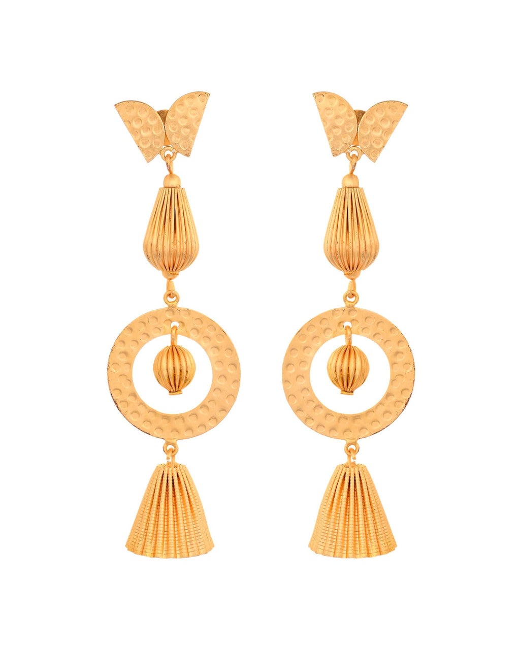 VOJ Gold Polished Designer Anti Tarnish Big Drop Earrings | Grab2Buy