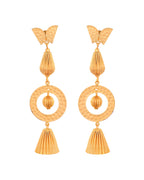 VOJ Gold Polished Designer Anti Tarnish Big Drop Earrings | Grab2Buy