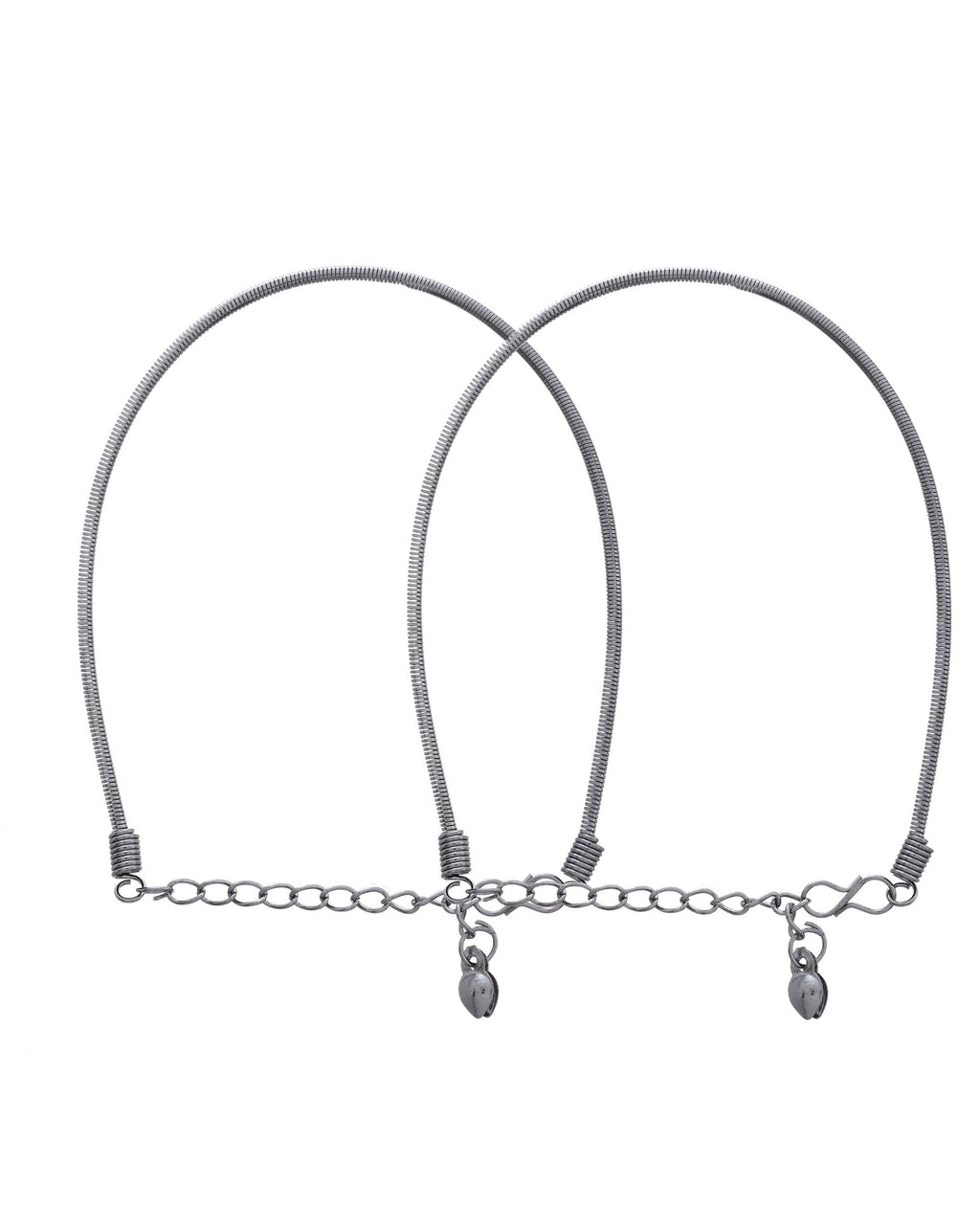 VOJ Set of 2 Rhodium Plated Snake Chain Anklet