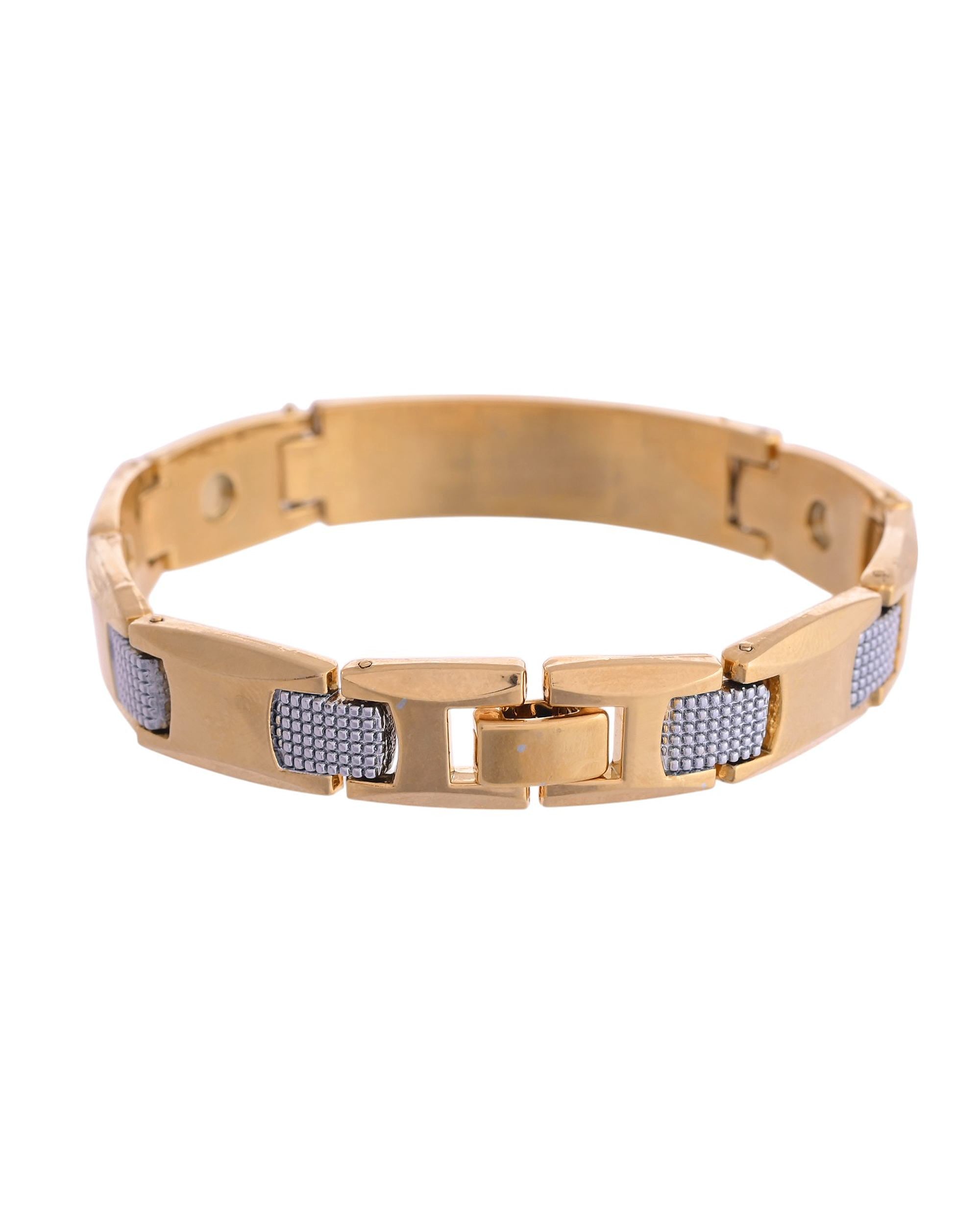 VOJ Men's Dual Toned Grid Bracelet | Grab2Buy