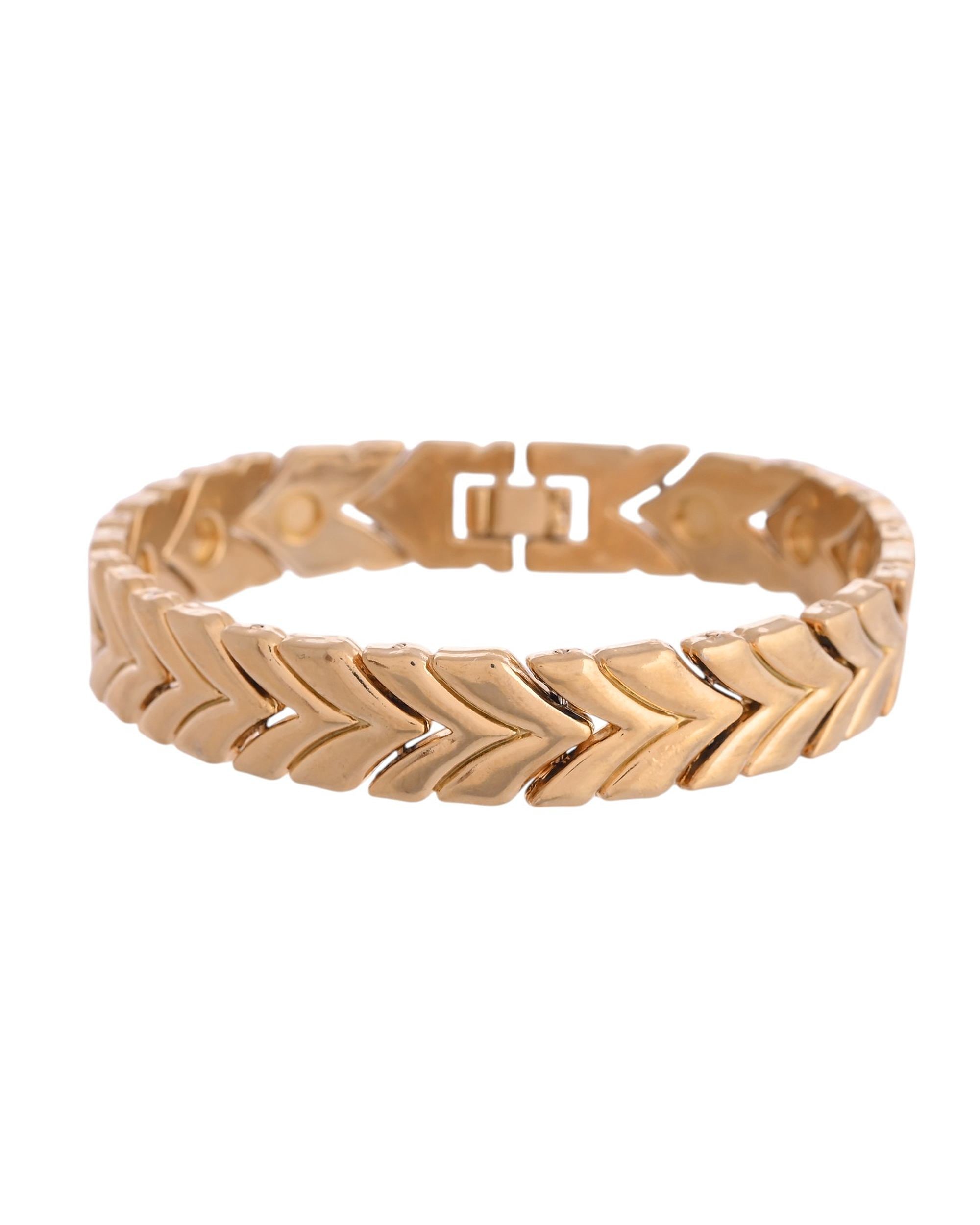 VOJ Gold Toned Magnetic Therapy Bracelet for Men | Grab2Buy