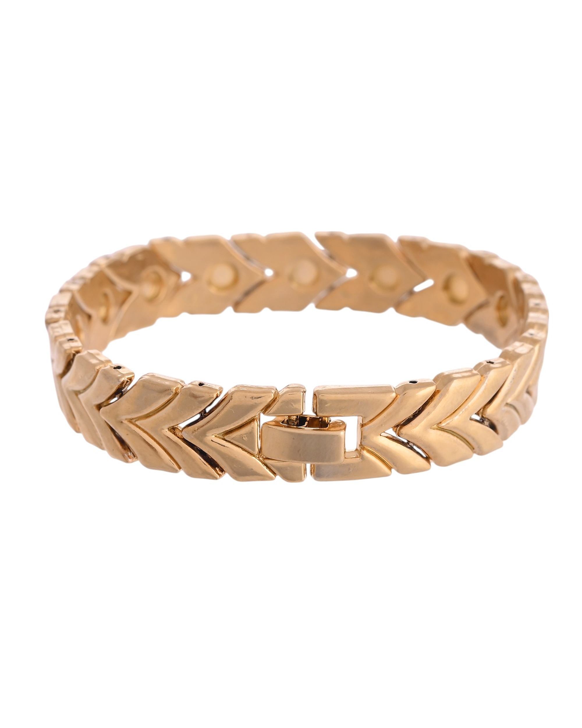 VOJ Gold Toned Magnetic Therapy Bracelet for Men | Grab2Buy