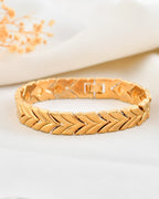 VOJ Gold Toned Magnetic Therapy Bracelet for Men | Grab2Buy