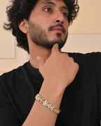 VOJ Men's Gold-Toned Textured Tungsten Steel Magnetic Bracelet