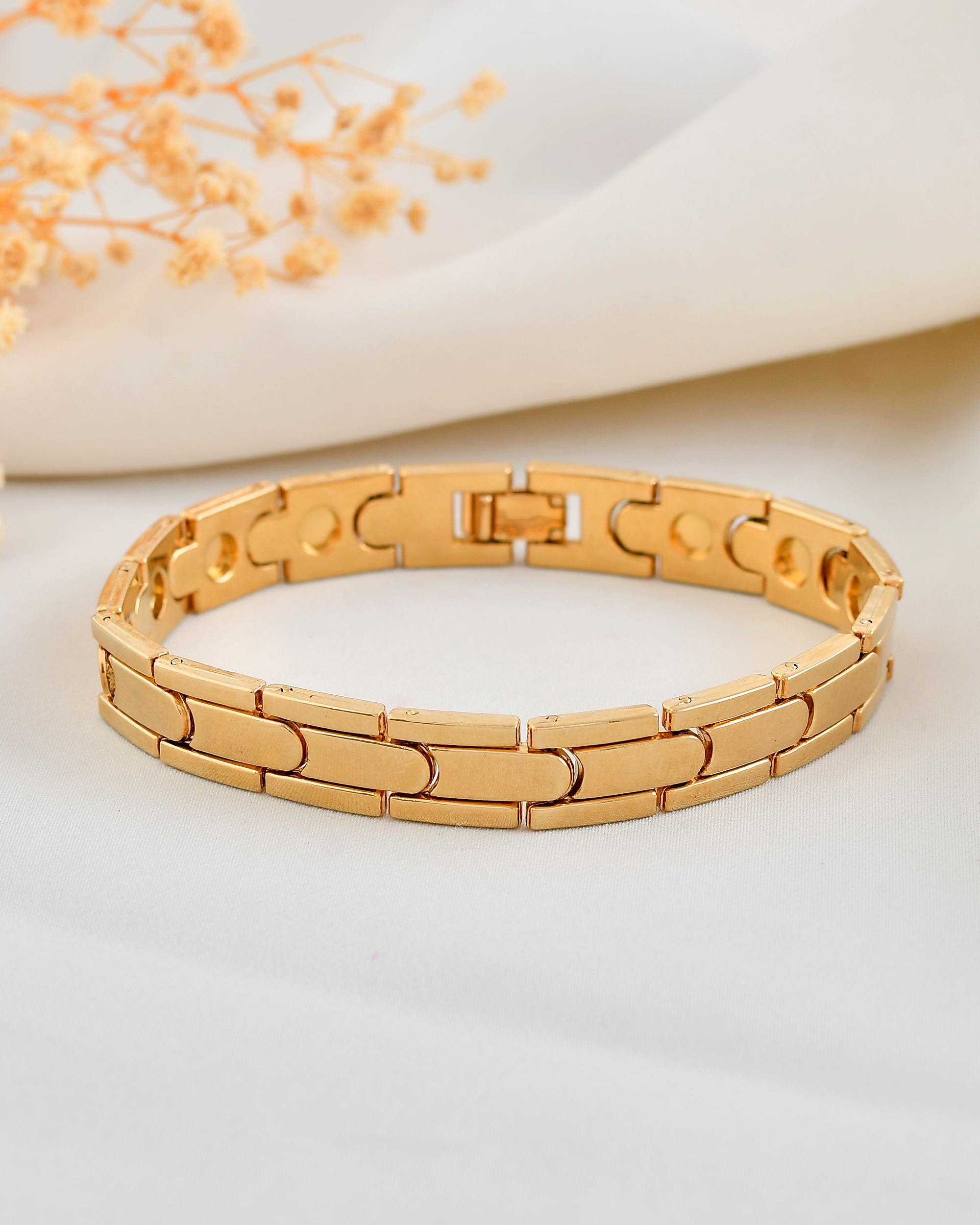 VOJ Classic Gold-Toned Stainless Steel Power Element Bracelet | Grab2Buy