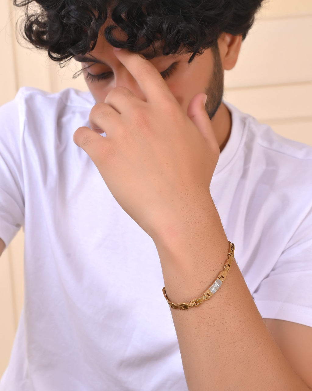 VOJ Men's Elegant Two-Tone Gold & Silver Link Bracelet | Grab2Buy