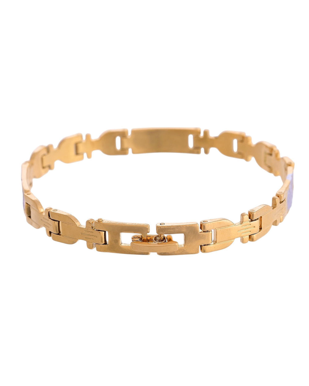 VOJ Men's Elegant Two-Tone Gold & Silver Link Bracelet | Grab2Buy