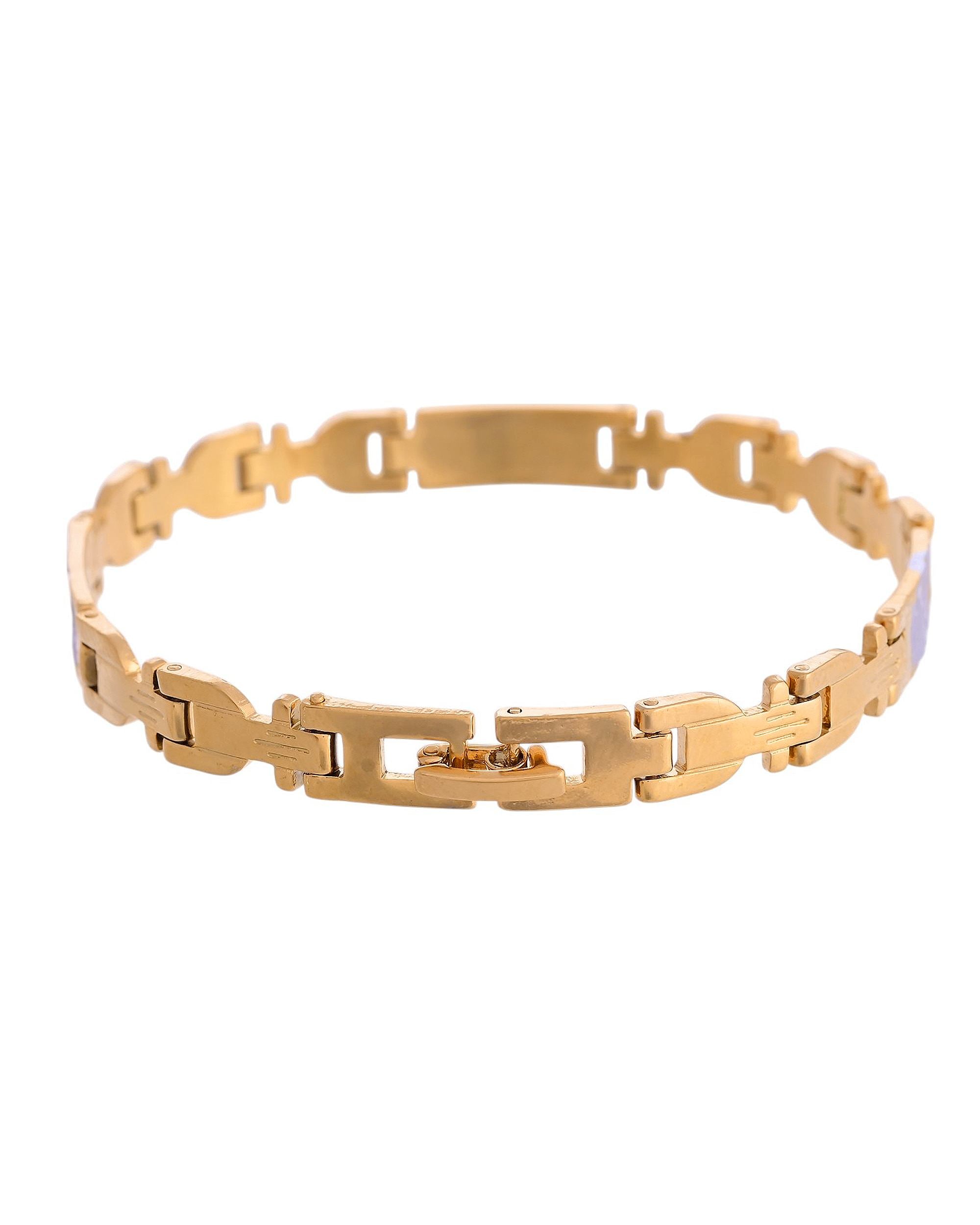 VOJ Men's Elegant Two-Tone Gold & Silver Link Bracelet | Grab2Buy