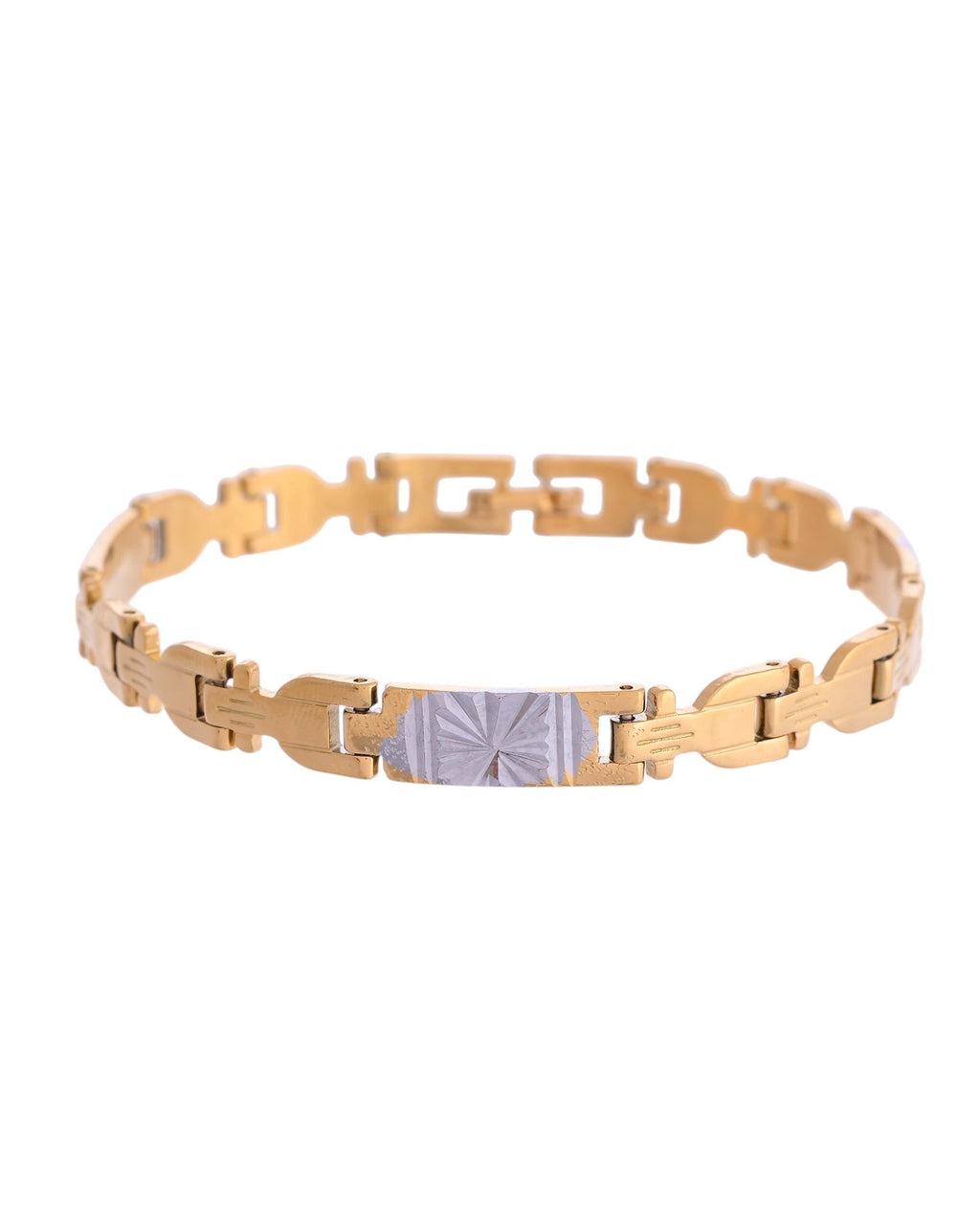 VOJ Men's Elegant Two-Tone Gold & Silver Link Bracelet | Grab2Buy
