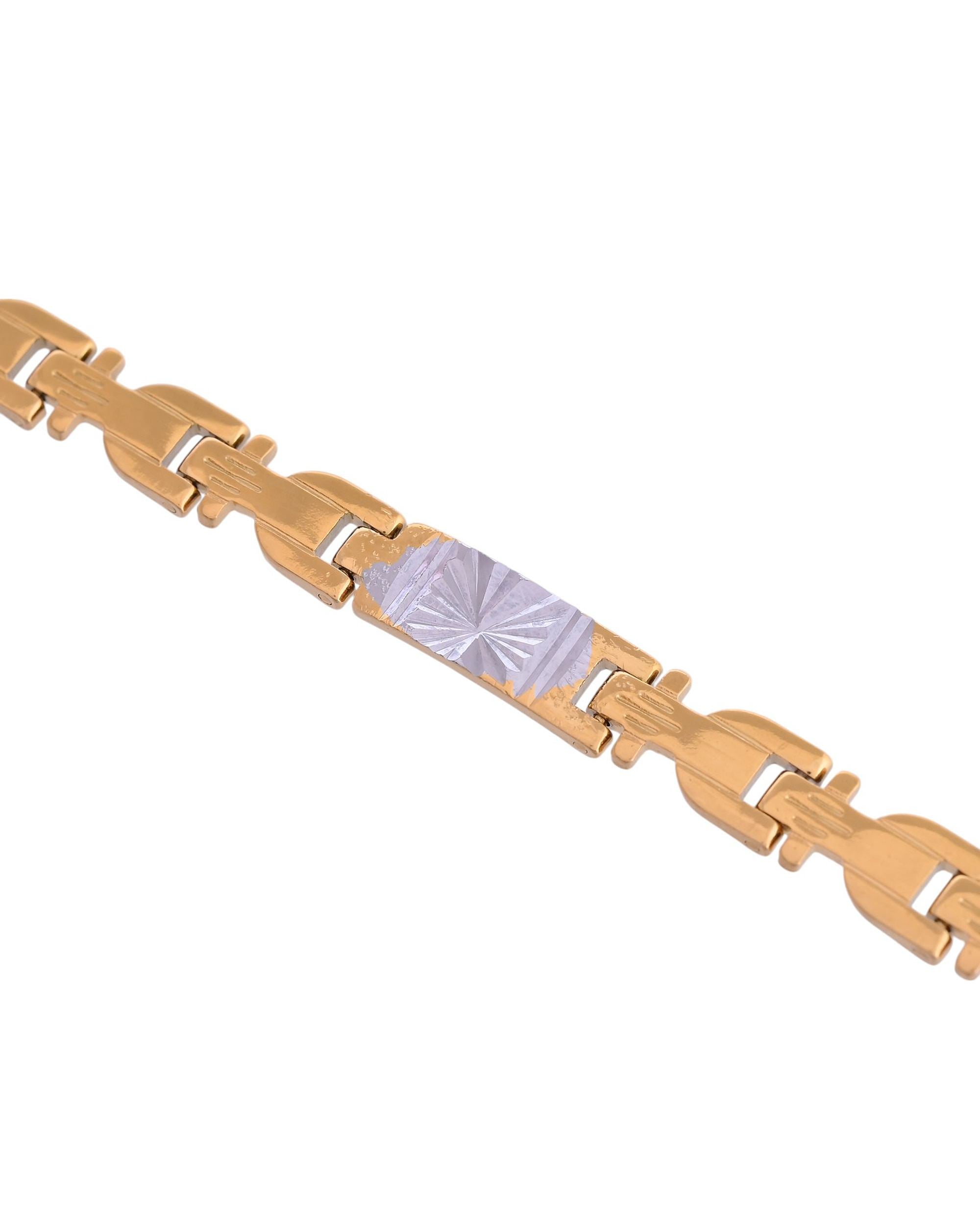 VOJ Men's Elegant Two-Tone Gold & Silver Link Bracelet | Grab2Buy