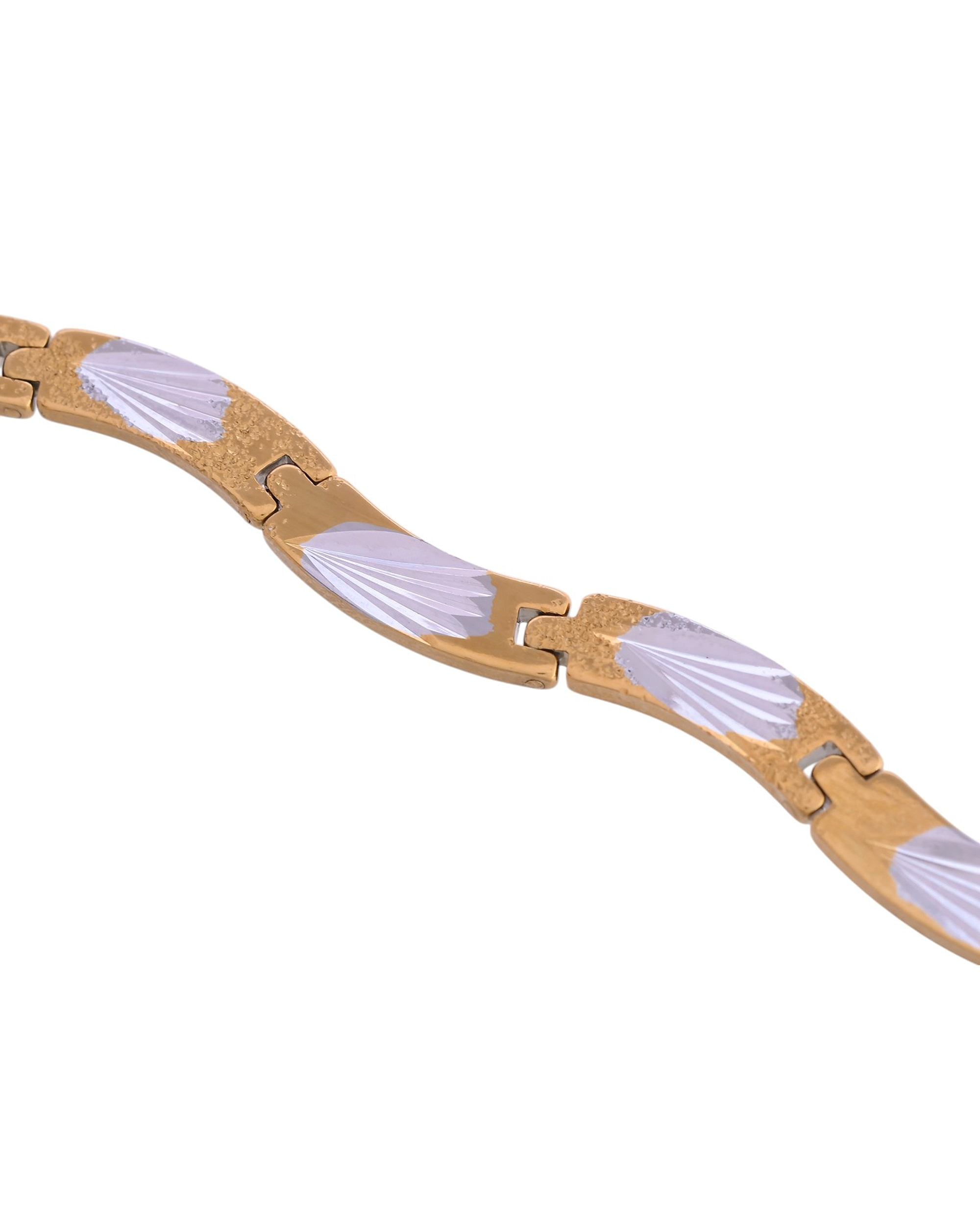VOJ Men Gold Polished & Silver-Toned Exquisite Waved Linked Bracelet