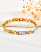 VOJ Gold And Silver Toned Stainless Steel Dolor Sign Bracelet For Men