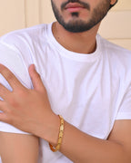 VOJ Men Gold Polished Textural Link Bracelet | Grab2Buy