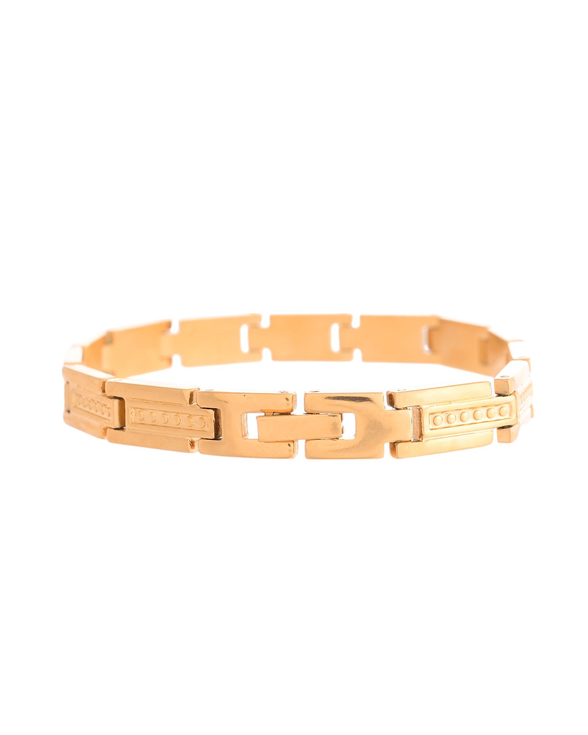 VOJ Men Gold Polished Textural Link Bracelet | Grab2Buy