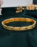 VOJ Men Gold Polished Textural Link Bracelet | Grab2Buy