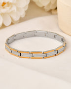 VOJ Men Double-Toned Stainless Steel Linked Chain Bracelet