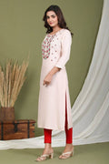 Yufta Women Pink Yoke Design Embroidered Kurta | Grab2Buy