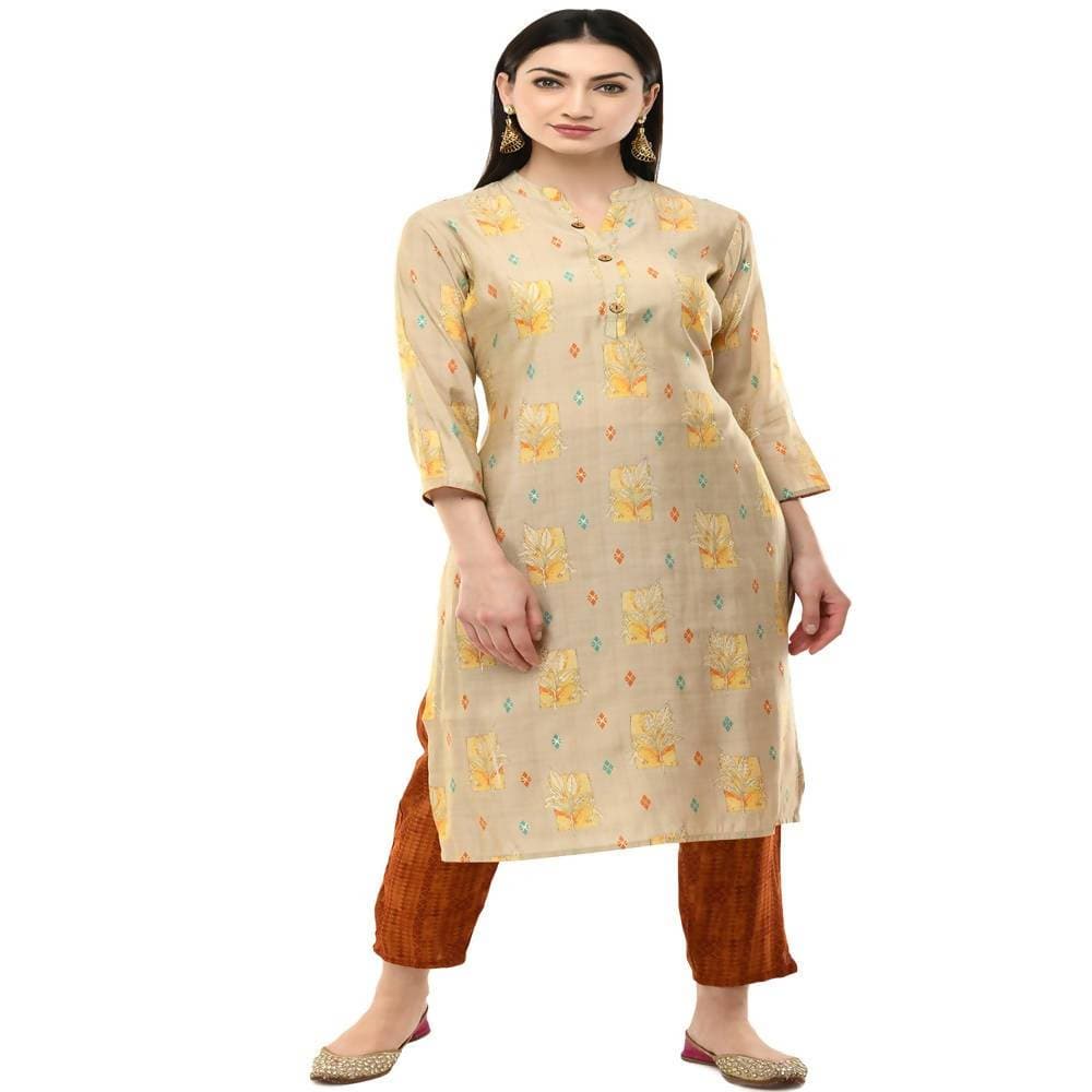 Lagi Women's Orange Printed Straight Kurta & Pant (MC45B) | Grab2Buy