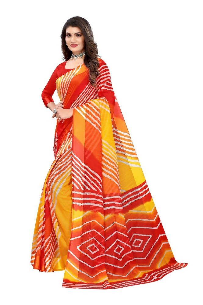 Vamika Red Linen Satin Border Saree | Grab2Buy