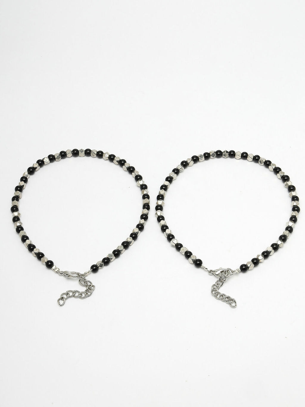 NVR Women's Evil Eye Black & Silver Anklets | Grab2Buy