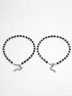 NVR Women's Evil Eye Black & Silver Anklets | Grab2Buy