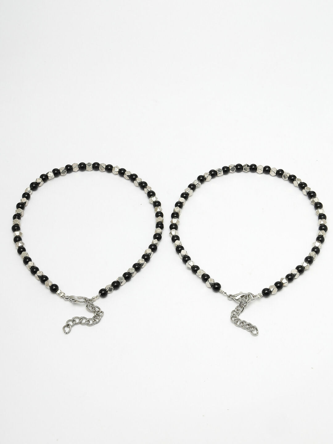 NVR Women's Evil Eye Black & Silver Anklets | Grab2Buy