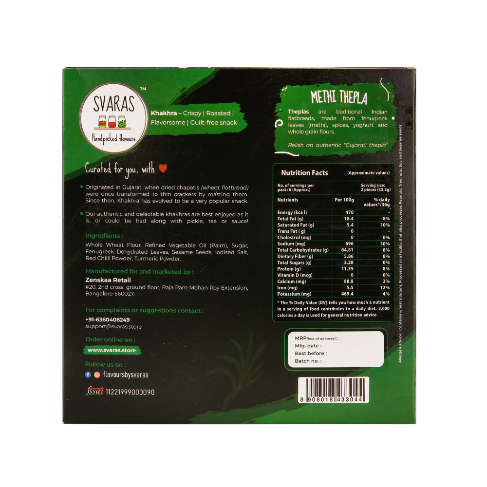 Svaras Methi Thepla Khakhra | Grab2Buy