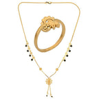 AanyaCentric Gold-Polished Mangalsutra & Ring Set | Grab2Buy