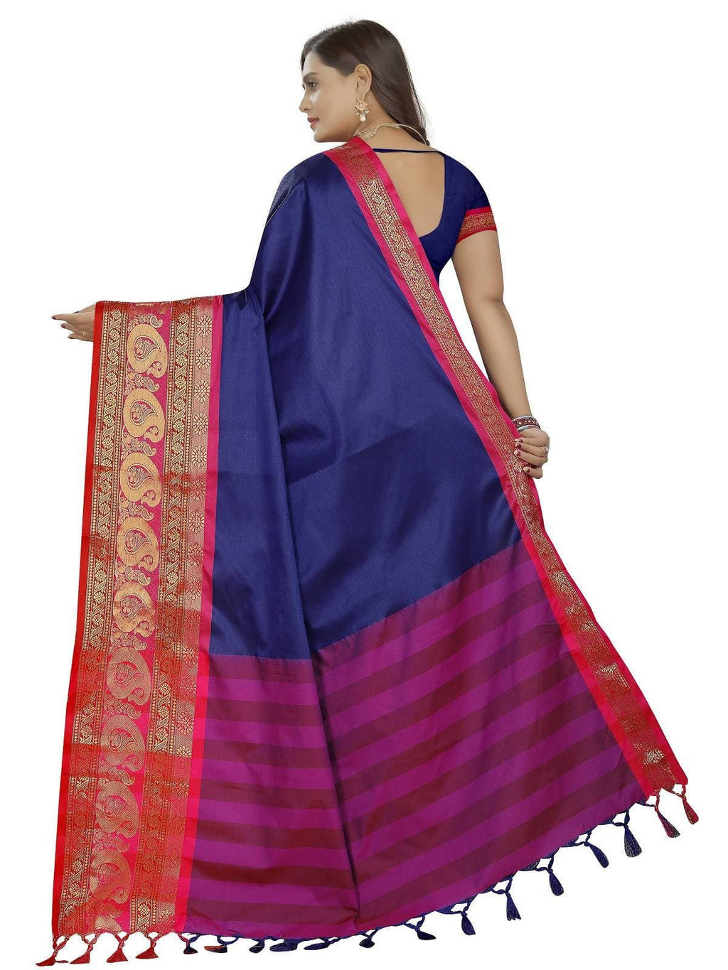 Vamika Banarasi Silk Royal Blue Weaving Saree | Grab2Buy