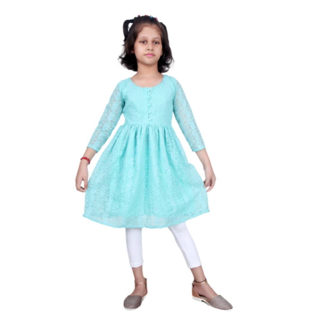 Akarshan viscose Lukhnowi Chikankari Anarkali kurta with Leggings - Green | Grab2Buy