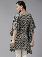 Yufta Women Black & Beige Printed Kaftan Kurta | Grab2Buy