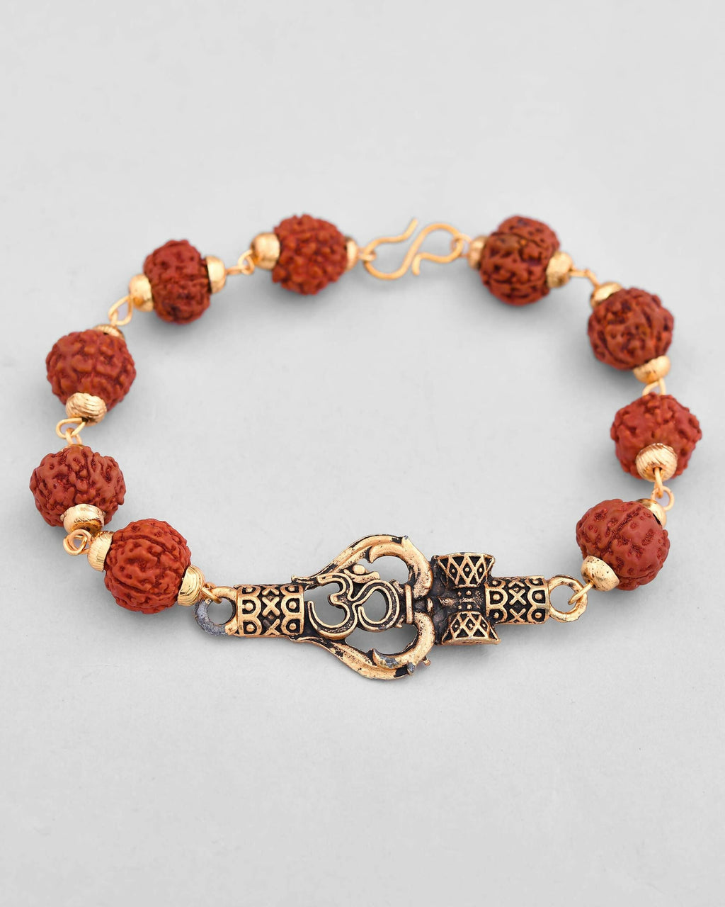 VOJ Gold-Polished Rudraksh Bracelet