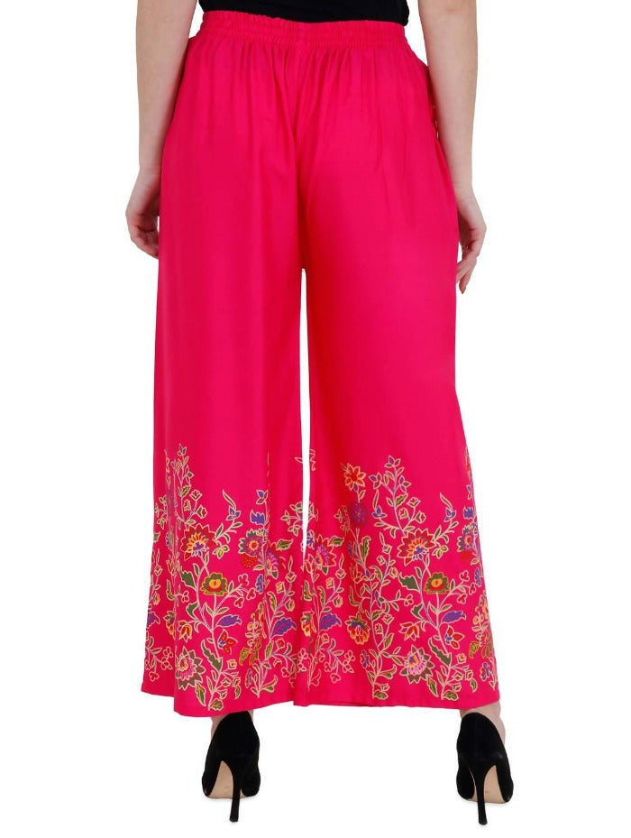 Mominos Fashion Magenta Floral Design Palazzo | Grab2Buy