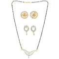 AanyaCentric Gold-Polished Mangalsutra with Pendant, 2 Pair Earrings | Grab2Buy