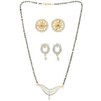AanyaCentric Gold-Polished Mangalsutra with Pendant, 2 Pair Earrings | Grab2Buy