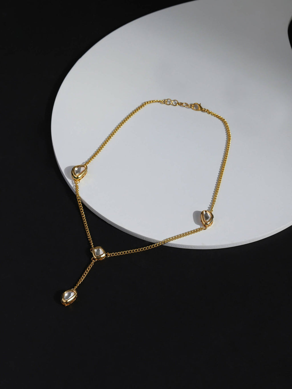 Gold-Toned White Brass Gold-Polished Necklace - Ruby Raang | Grab2Buy