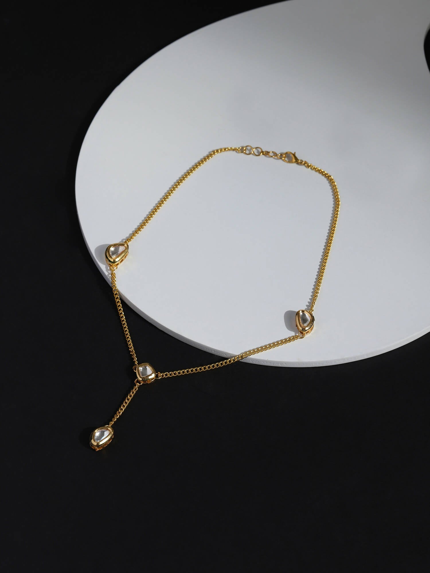 Gold-Toned White Brass Gold-Polished Necklace - Ruby Raang | Grab2Buy
