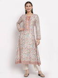 Myshka Women's Multi Cotton Printed Full Sleeve Round Neck Casual Kurta | Grab2Buy
