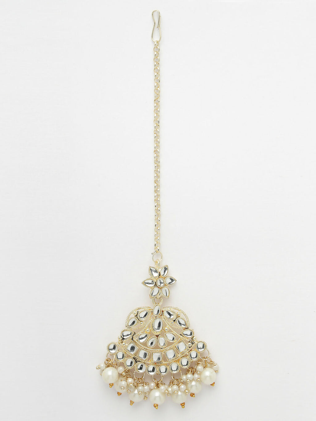 NVR Women's Gold-Polished Kundan-Studded Chandbali Earrings | Grab2Buy
