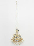NVR Women's Gold-Polished Kundan-Studded Chandbali Earrings | Grab2Buy