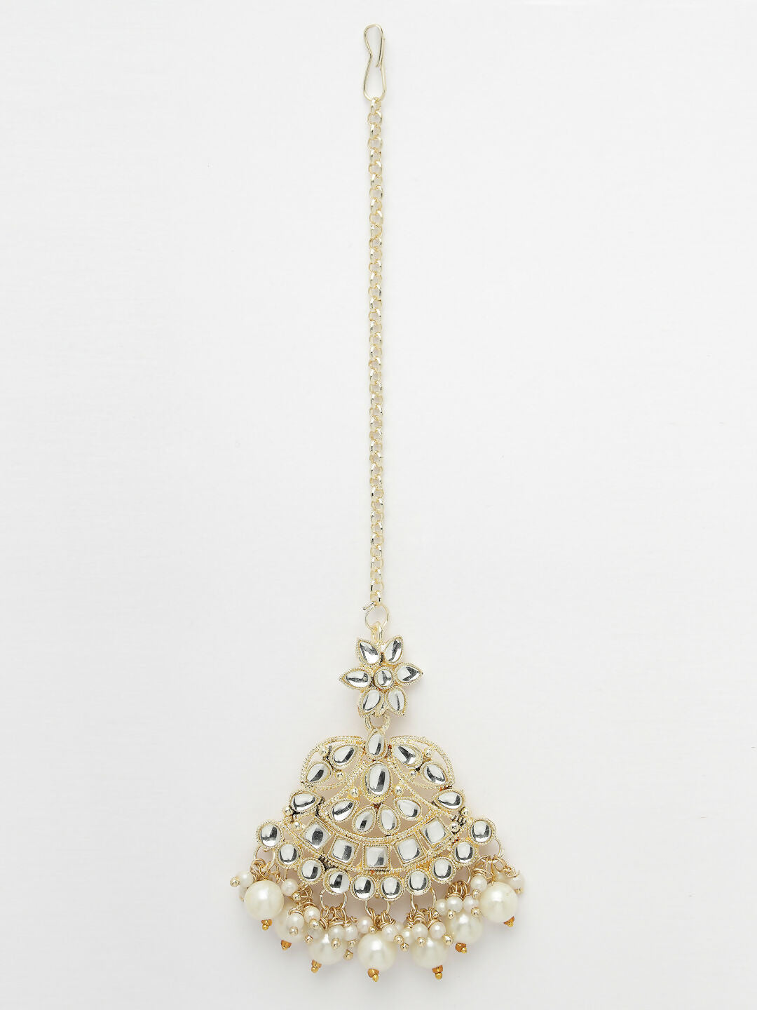 NVR Women's Gold-Polished Kundan-Studded Chandbali Earrings | Grab2Buy