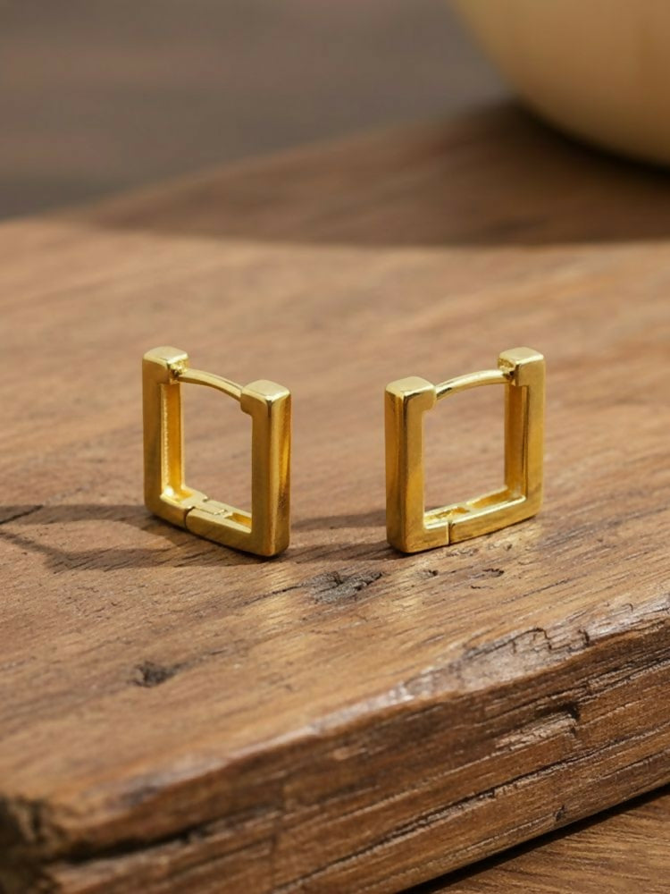 NVR Men's Gold Plated Geomatric Shaped Hoop Earrings | Grab2Buy