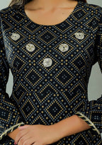 Vamika Black Lace Work Rayon Party And Casual Wear Kurta Set | Grab2Buy